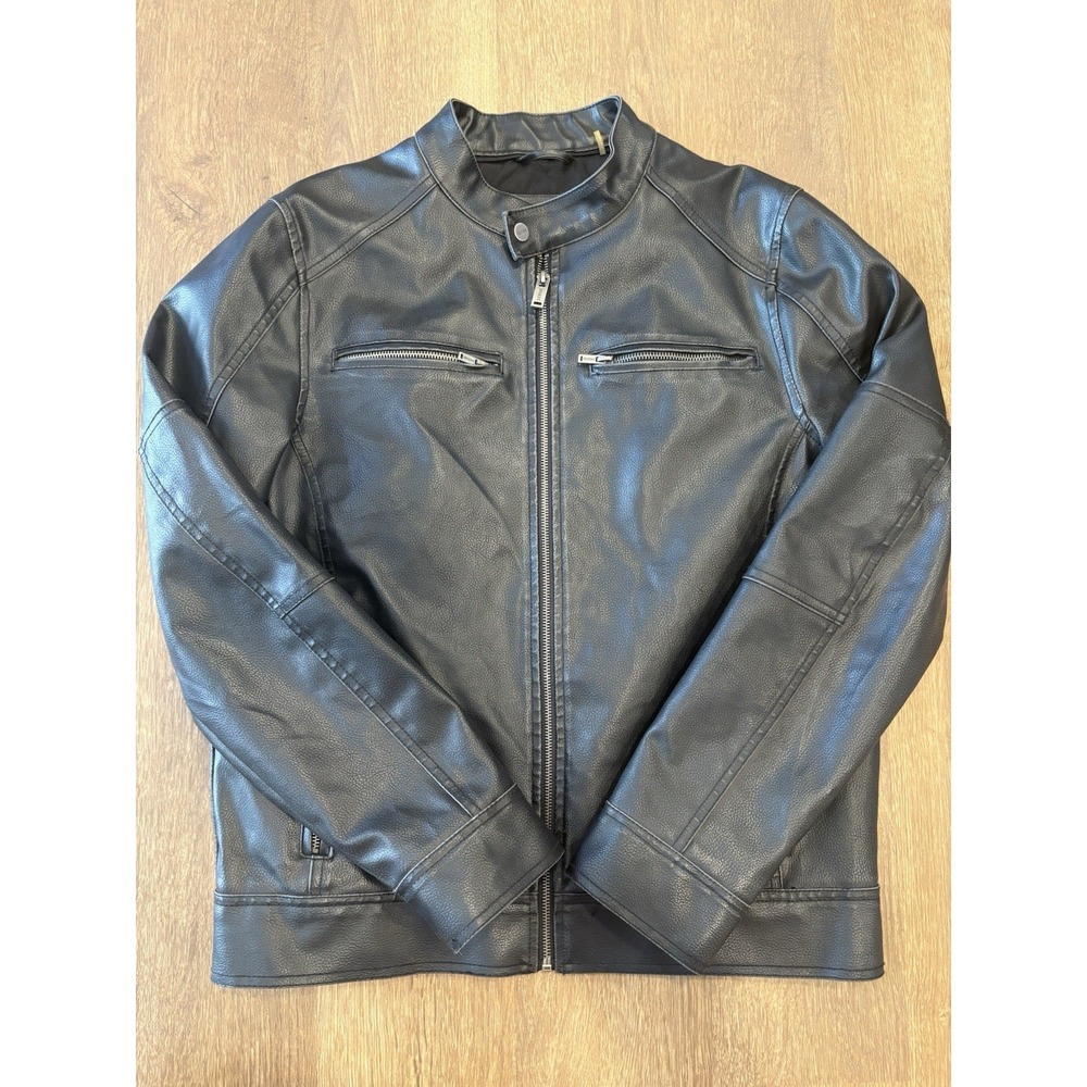 Guess Faux Leather Jacket Men's Size Small Polyester